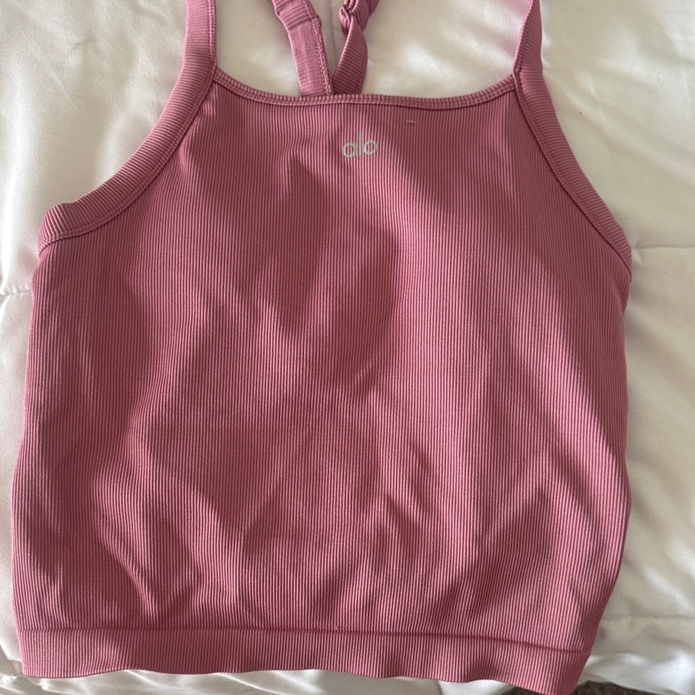 ALO Yoga Mauve Ribbed Sports Bra